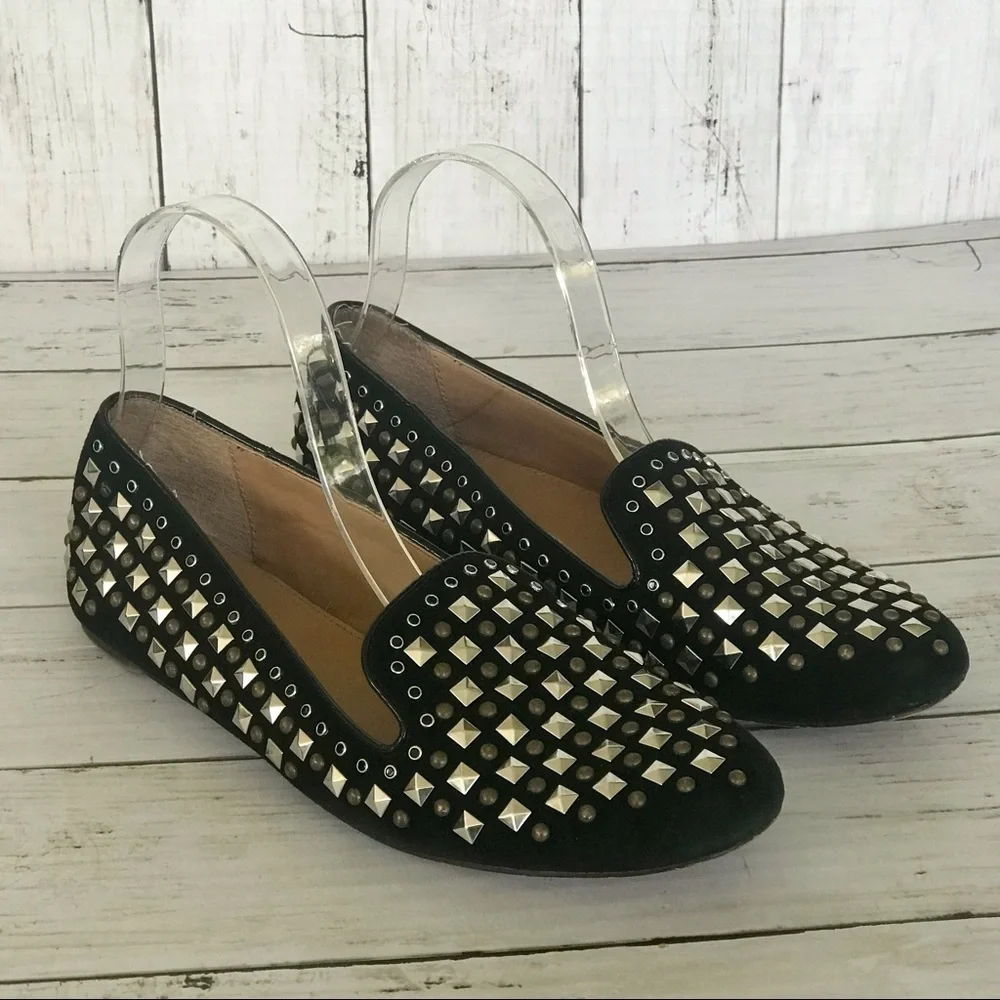 J. Crew Studded Black Suede Flats